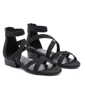 Eileen Fisher Eva Nubock strappy Sandal Size 6 like new zipper back